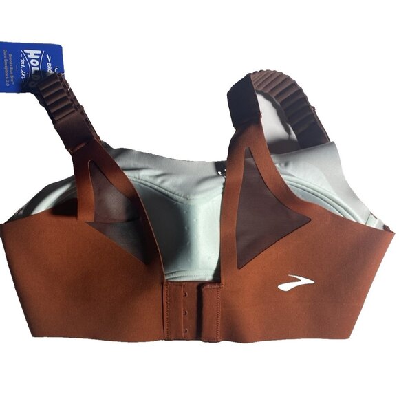 Brooks 30 A/B Dare Scoopback Run Copper Raisin Ice Blue Sports Bra High Impact - Picture 3 of 9